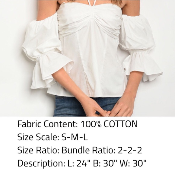 Off White Long puff sleeve off the shoulder blouse - Picture 3 of 4